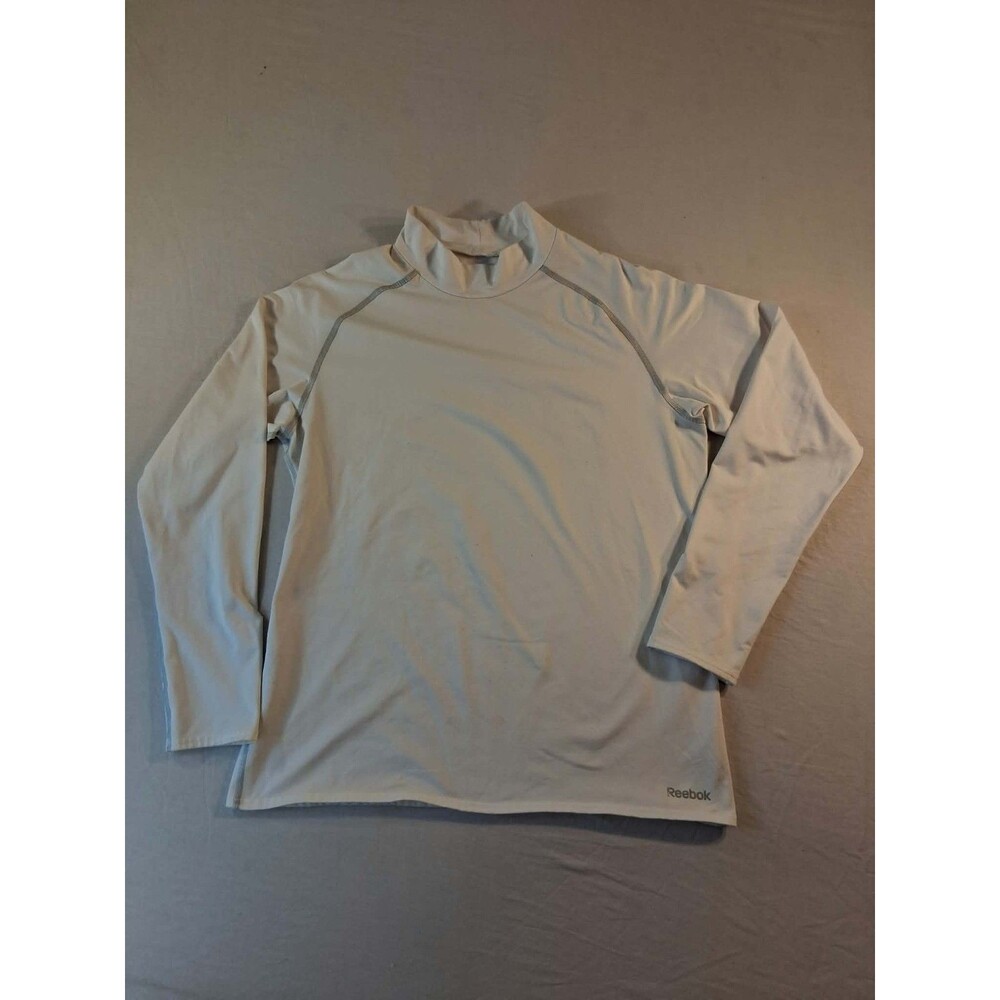 Reebok Mens XL Off White Mock Neck Compression Long Sleeve Cold Weather Shirt